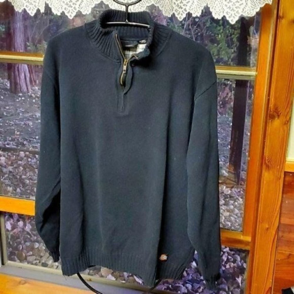 Dickies 1/4 Zip‎ Logo Mock Neck Black Sz. XL Sweater